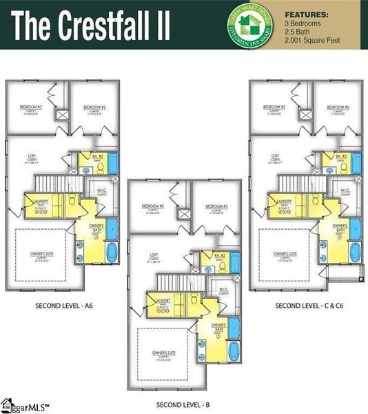 2D floor plan layout of this home in Halton Oaks, Spartanburg, SC (Image 6).