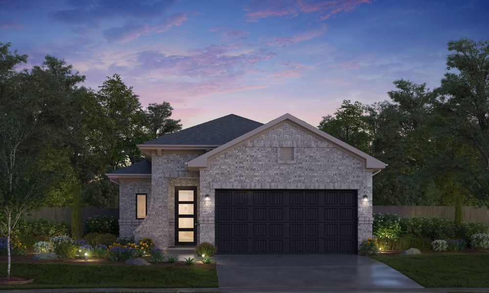 Front exterior of a new home in Sunterra 50s, Katy, TX, highlighting curb appeal (Image 1). Front exterior of a new home in Sunterra 50s, Katy, TX, highlighting curb appeal (Image 1).