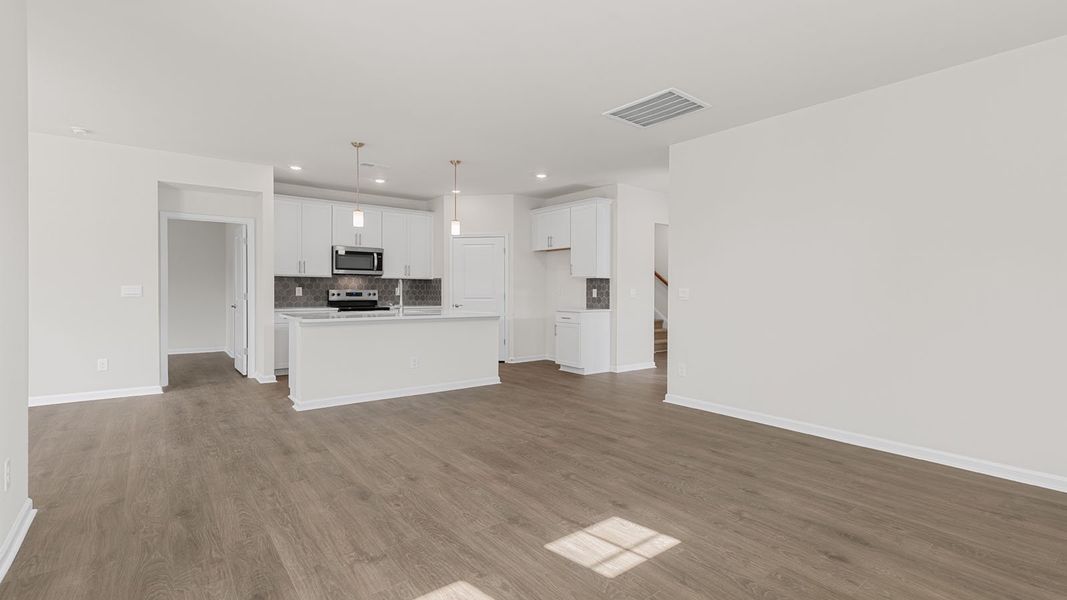 Representative unfurnished interior of a home built from the Bristol by D.R. Horton in The Villas at Kinsley, Jamestown (Image 14). Representative unfurnished interior of a home built from the Bristol by D.R. Horton in The Villas at Kinsley, Jamestown (Image 14).