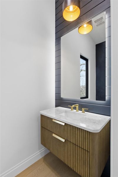 Vanity in upstairs half bathroom.