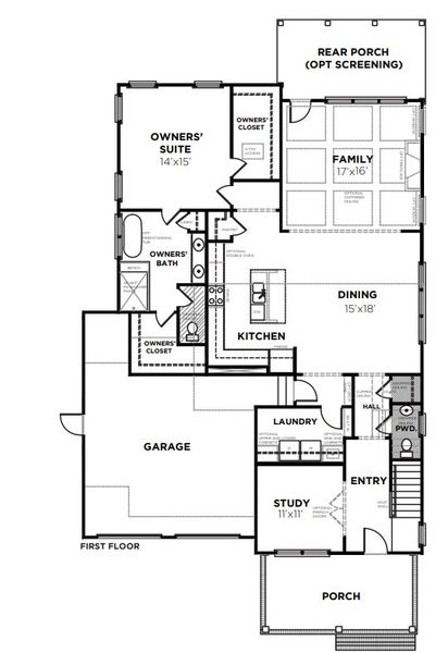 2D floor plan layout for the Cooper N by Saussy Burbank in Nexton - Midtown, Summerville, SC (Image 6). 2D floor plan layout for the Cooper N by Saussy Burbank in Nexton - Midtown, Summerville, SC (Image 6).