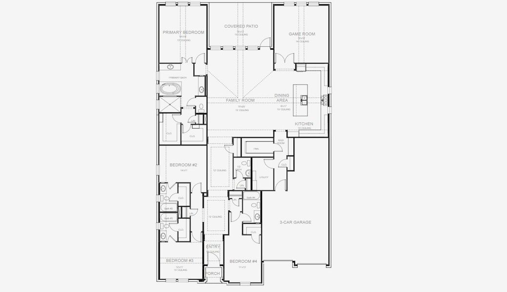 2D floor plan layout of this home in Myrtle Creek 71', Waxahachie, TX (Image 4). 2D floor plan layout of this home in Myrtle Creek 71', Waxahachie, TX (Image 4).