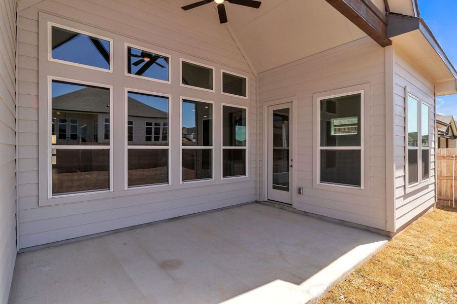 View of patio / terrace with a ceiling fan View of patio / terrace with a ceiling fan