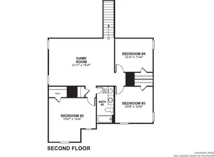 2D floor plan layout of this home in Meadows at Clear Springs, New Braunfels, TX (Image 3).