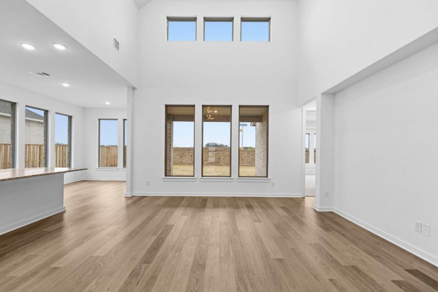 Family Room with soaring ceiling