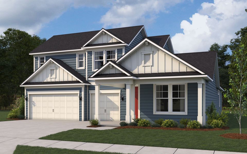 Representative exterior photo of a completed home built from the Mahogany Grand by Pulte Homes in Terrapin Creek, Jacksonville, FL (Image 18). Representative exterior photo of a completed home built from the Mahogany Grand by Pulte Homes in Terrapin Creek, Jacksonville, FL (Image 18).