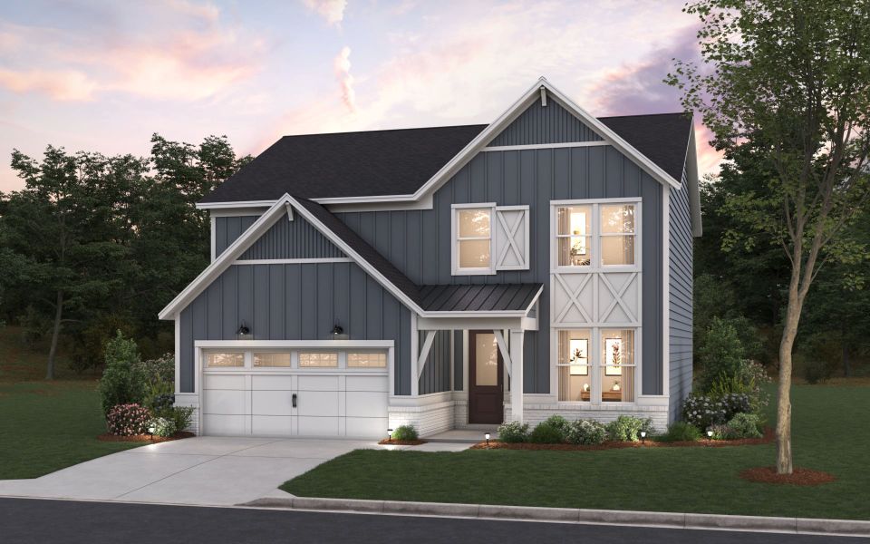 Representative exterior photo of a completed home built from the Tower by Pulte Homes in Everhour, Newnan, GA (Image 9).