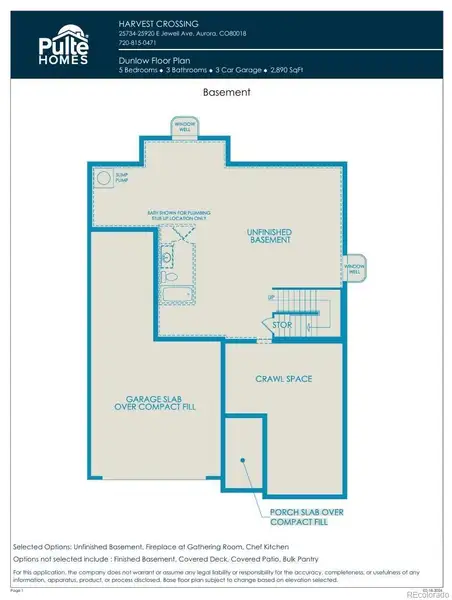 2D floor plan layout of this home in Harvest Crossing, Aurora, CO (Image 5).