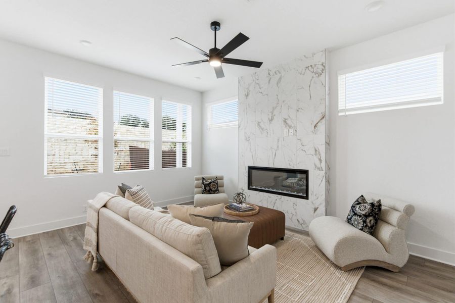 Representative furnished interior of a home built from the Balder – HD by Chesmar Homes in Prominence, San Antonio (Image 4).