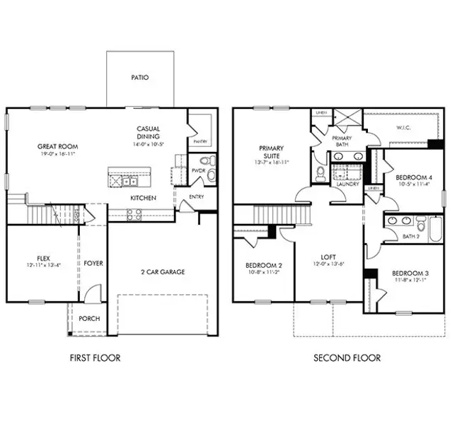 2D floor plan layout of this home in Chatham Forest, Duncan, SC (Image 2).