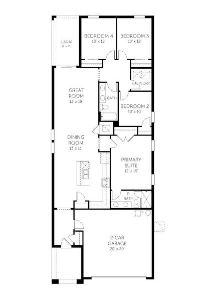 2D floor plan layout for the Kassia - 40' Homesites by Dream Finders Homes in Reserve at Hammock Oaks, Lady Lake, FL (Image 3). 2D floor plan layout for the Kassia - 40' Homesites by Dream Finders Homes in Reserve at Hammock Oaks, Lady Lake, FL (Image 3).
