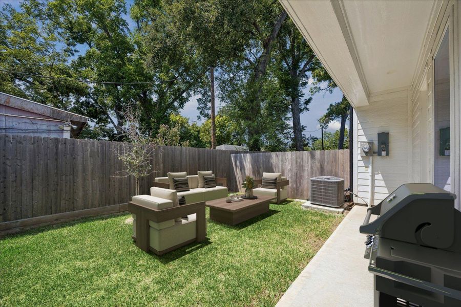 Exterior details and patio area of a home in , Houston (Image 23).