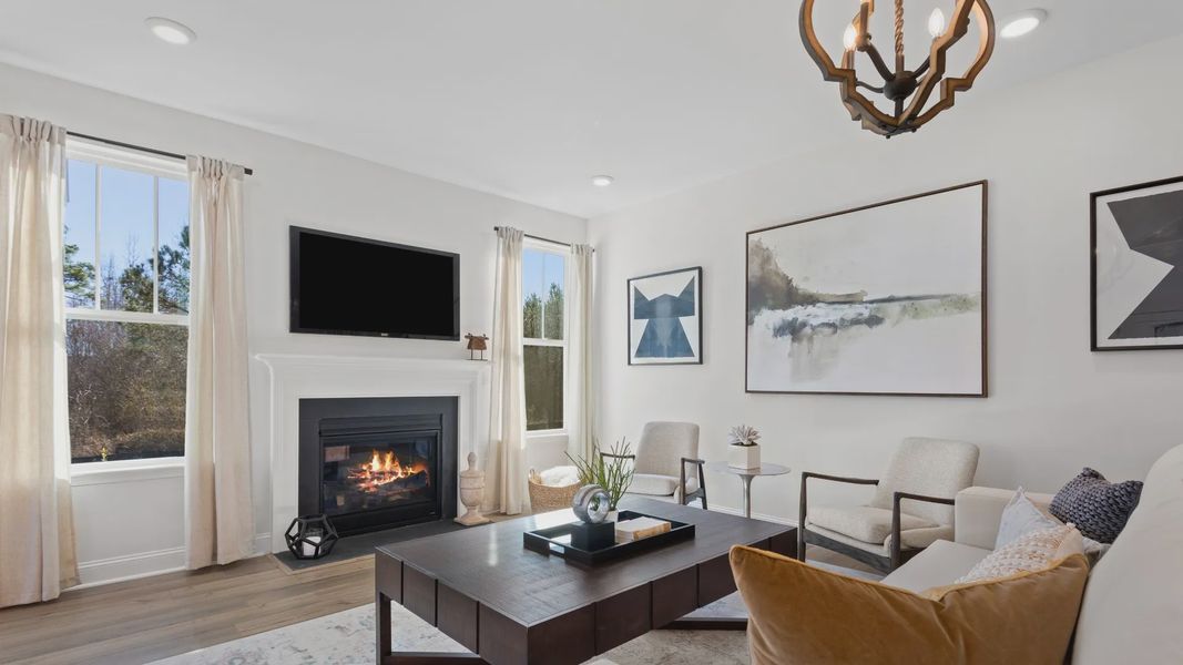 Family Room - Cooper Model Home at The Farm at Neill's Creek by DRB Homes