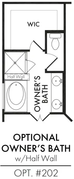 Master Bath – Tub Shower 1/2 Wall