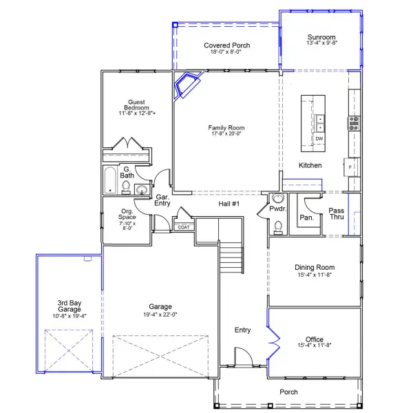 2D floor plan layout of this home in Gates at Windermere, Blythewood, SC (Image 3).