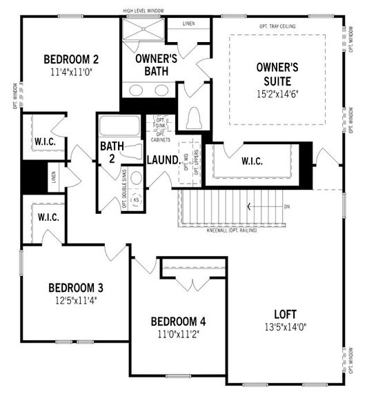 2D floor plan layout for the Sequoia by Mattamy Homes in Clarabella, Fuquay Varina, NC (Image 4).