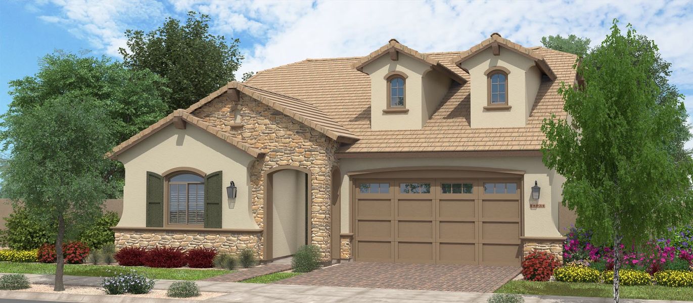 Representative exterior photo of a completed home built from the Avocado w/Loft by Fulton Homes in Orchard at Barney Farms, Queen Creek, AZ (Image 4).