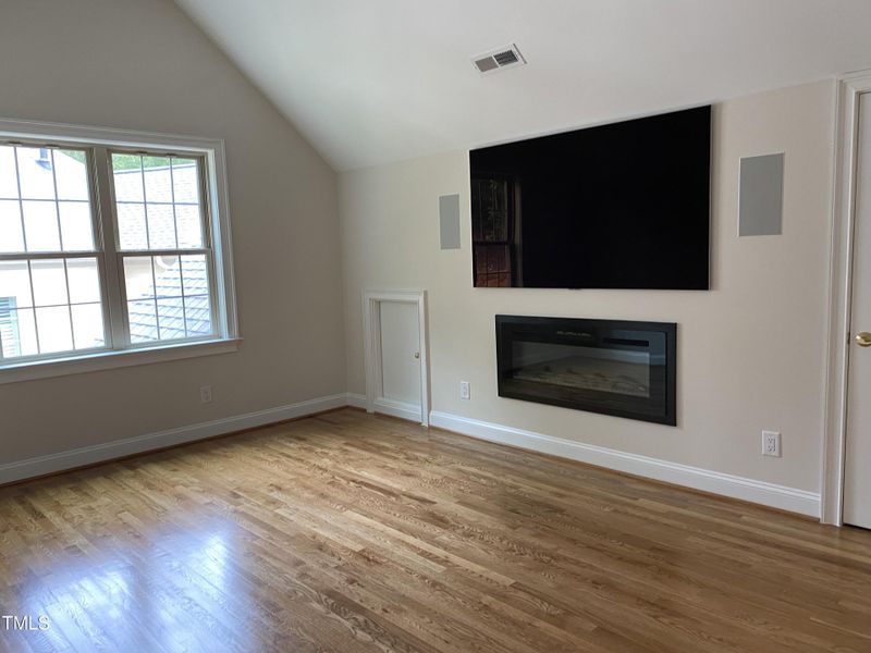 bedroom with fire place