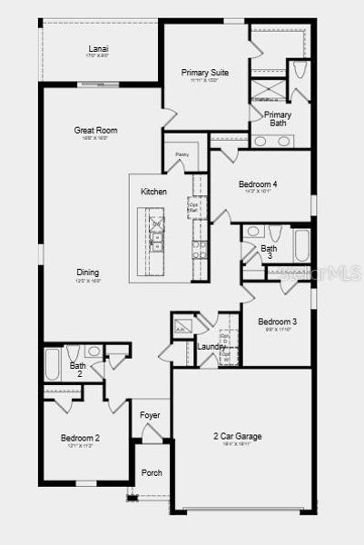2D floor plan layout of this home in Waterstone, Groveland, FL (Image 3).