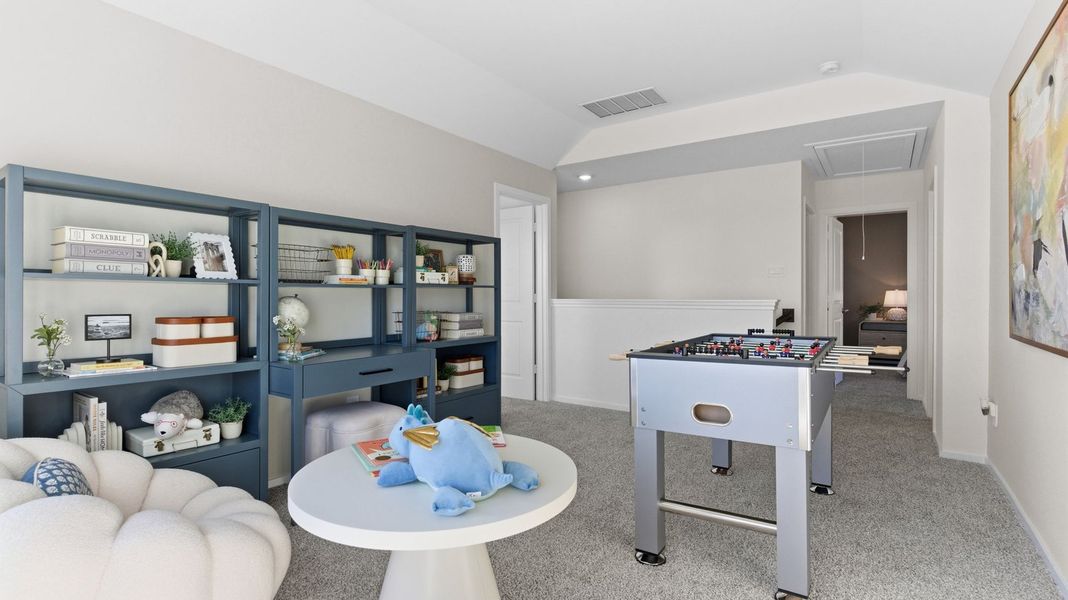 Furnished interior view inside a new home in Caldwell Crossing, Iowa Colony (Image 12). Furnished interior view inside a new home in Caldwell Crossing, Iowa Colony (Image 12).