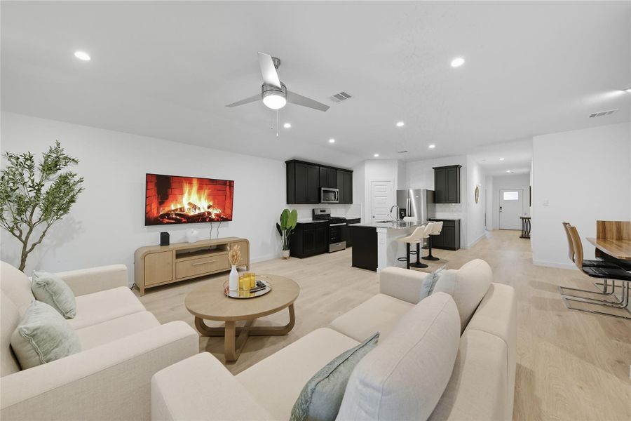 Furnished interior view inside a new home in Post Oak Pointe, Fresno (Image 12). Furnished interior view inside a new home in Post Oak Pointe, Fresno (Image 12).