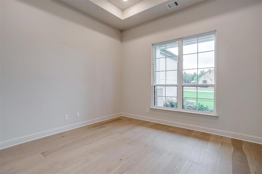 Empty room with a healthy amount of sunlight and light hardwood / wood-style flooring