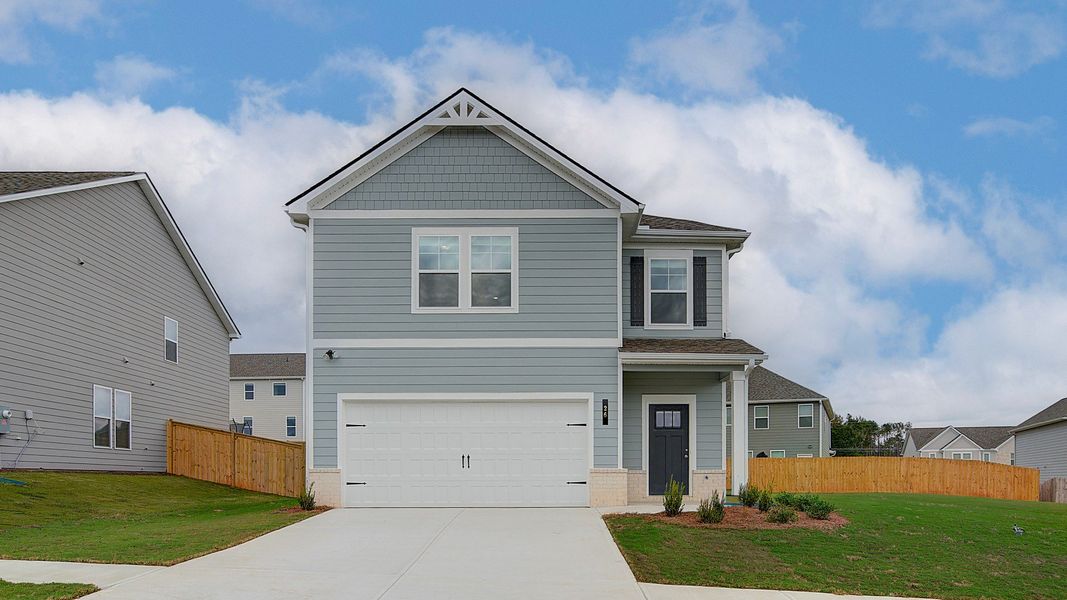 Representative exterior photo of a completed home built from the Alexis by DRB Homes in Chapel Hill, Newnan, GA (Image 1).