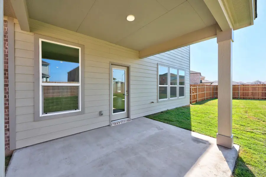 Exterior details and patio area of a home in Salerno - Heritage Collection, Round Rock (Image 2). Exterior details and patio area of a home in Salerno - Heritage Collection, Round Rock (Image 2).