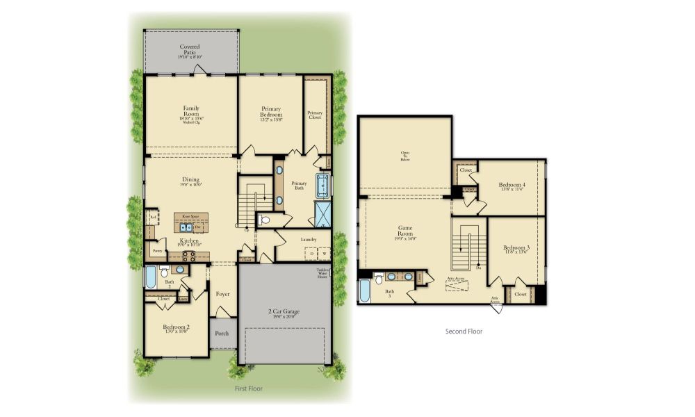 2D floor plan layout of this home in Spiritas Ranch, Lakewood Village, TX (Image 7).