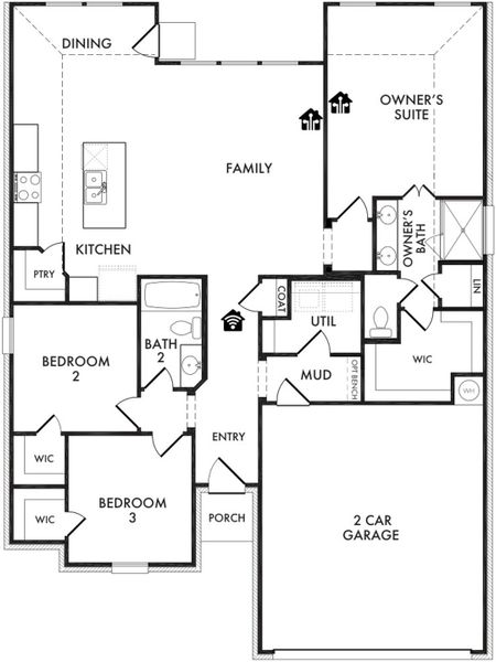 2D floor plan layout for the Albany by Impression Homes in Myrtle Creek, Waxahachie, TX (Image 3). 2D floor plan layout for the Albany by Impression Homes in Myrtle Creek, Waxahachie, TX (Image 3).