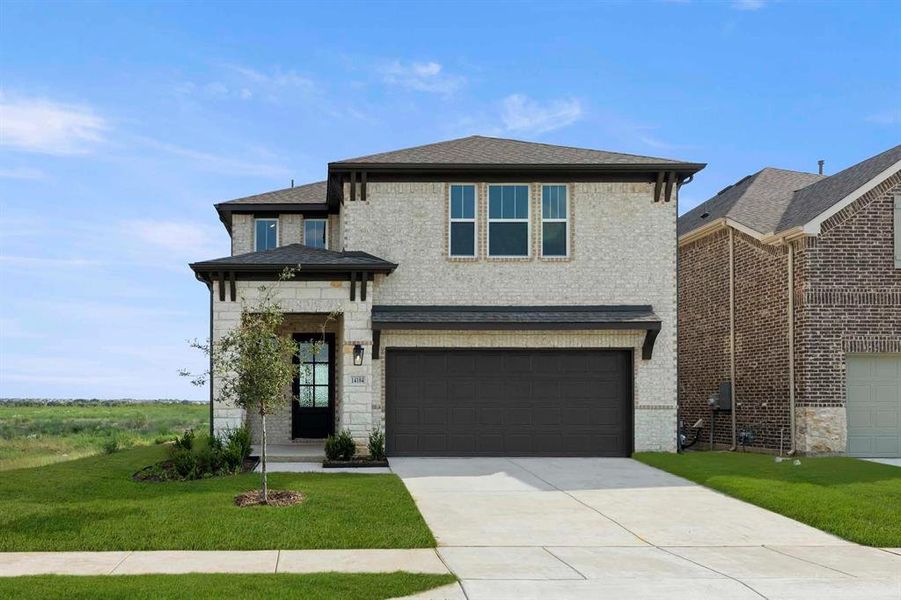 Front exterior of a new home in Creekview Fossil Ridge, Pilot Point, TX, highlighting curb appeal (Image 20).