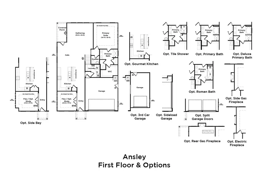2D floor plan layout for the Ansley by DRB Homes in Mason Glenn, Franklinton, NC (Image 3).