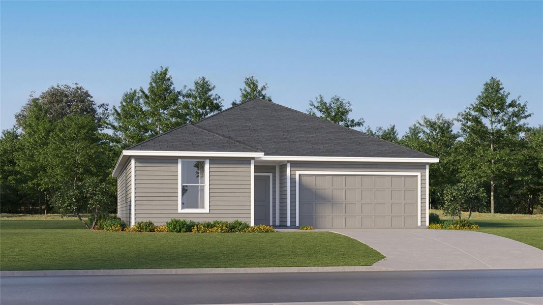 Front exterior of a new home in Woodfield Preserve, Georgetown, TX, highlighting curb appeal (Image 20). Front exterior of a new home in Woodfield Preserve, Georgetown, TX, highlighting curb appeal (Image 20).