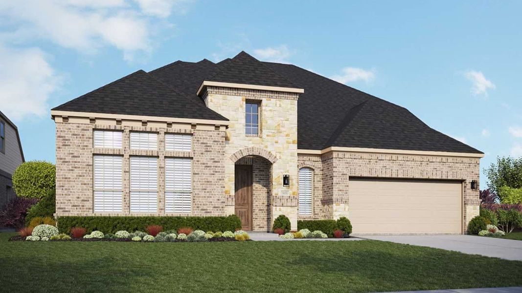 Representative exterior photo of a completed home built from the Princeton by DRB Homes in Lakeshore Bluffs, Shady Shores, TX (Image 5).