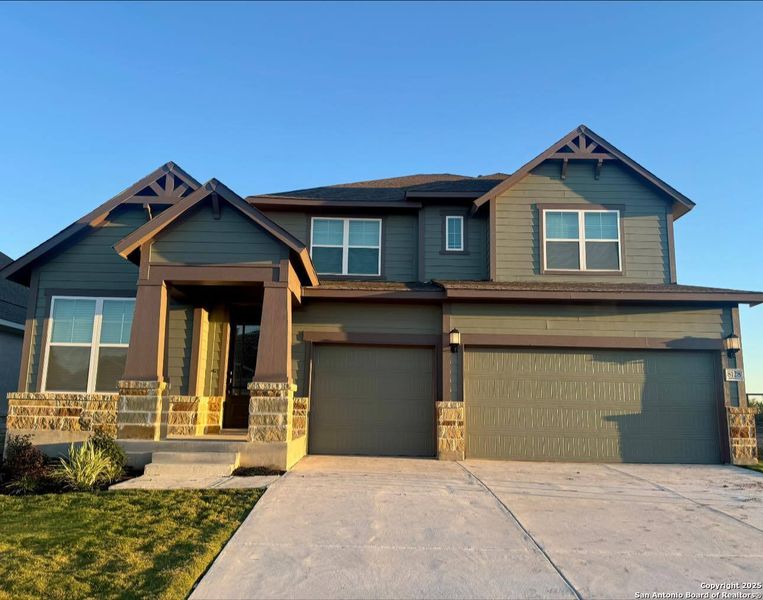 Front exterior of a new home in The Crossvine 55’, Schertz, TX, highlighting curb appeal (Image 22).