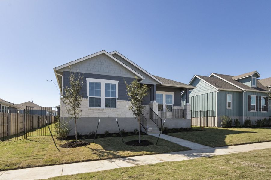Front exterior of a new home in Easton Park, Austin, TX, highlighting curb appeal (Image 28).