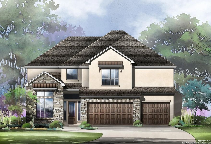 Exterior rendering of this home design in Kinder Ranch 70's, San Antonio, TX (Image 5).