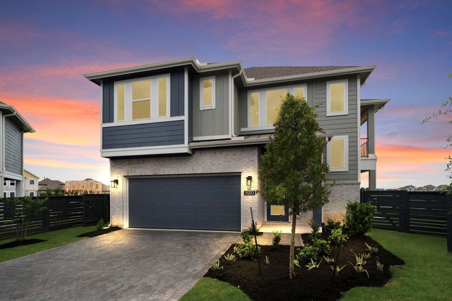 Front exterior of a new home in Bridgeland, Cypress, TX, highlighting curb appeal (Image 15).