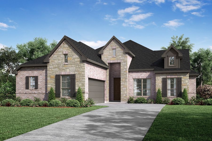 Front exterior of a new home in Ridgepoint, Midlothian, TX, highlighting curb appeal (Image 1). Front exterior of a new home in Ridgepoint, Midlothian, TX, highlighting curb appeal (Image 1).