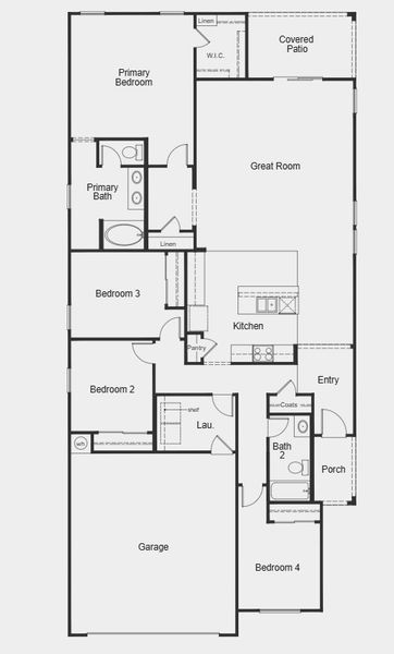 2D floor plan layout for the 1956 by KB Home in Bella Camino Traditions, San Tan Valley, AZ (Image 3).