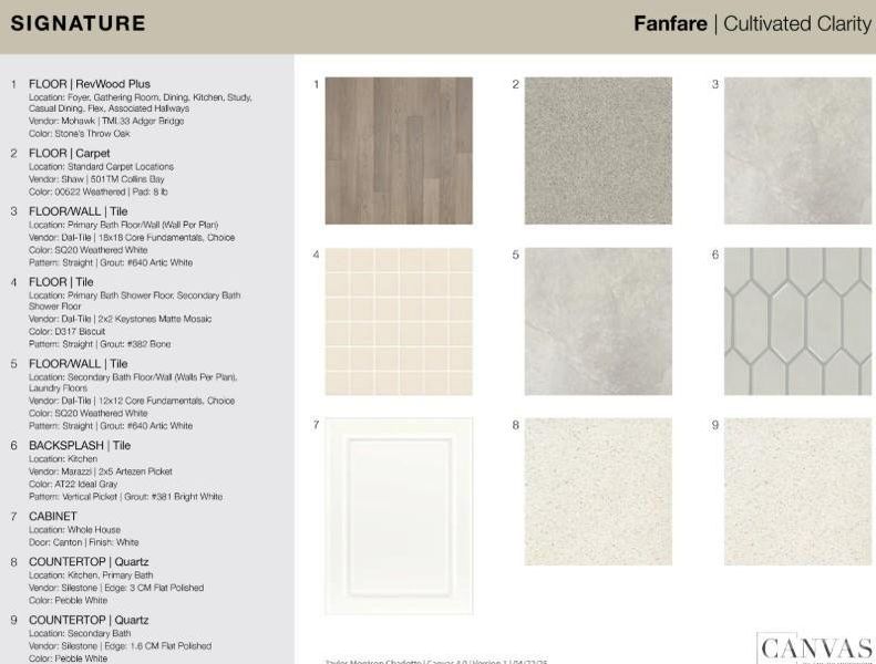 21213 Lake Run Drive design selections. Home is currently under construction and selections are subject to change.