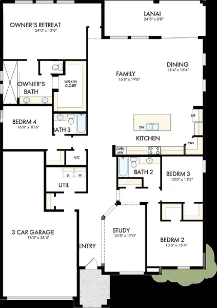 2D floor plan layout of this home in Southwind – Executive Series, Plant City, FL (Image 2). 2D floor plan layout of this home in Southwind – Executive Series, Plant City, FL (Image 2).