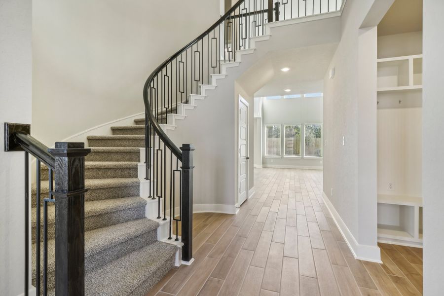 Staircase in the Cedar floorplan at a Meritage Homes community.