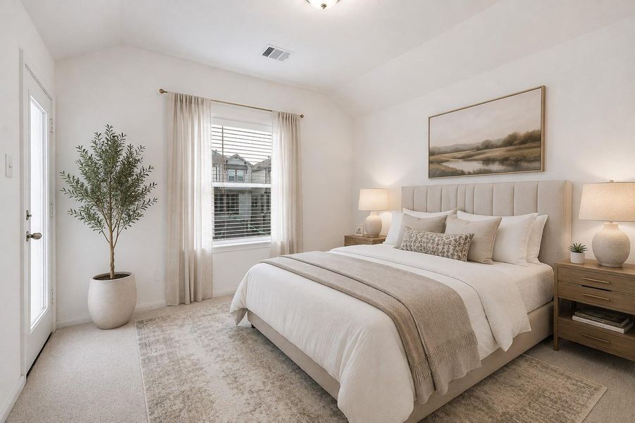 Alternative view of the secondary bedroom, virtually staged Alternative view of the secondary bedroom, virtually staged