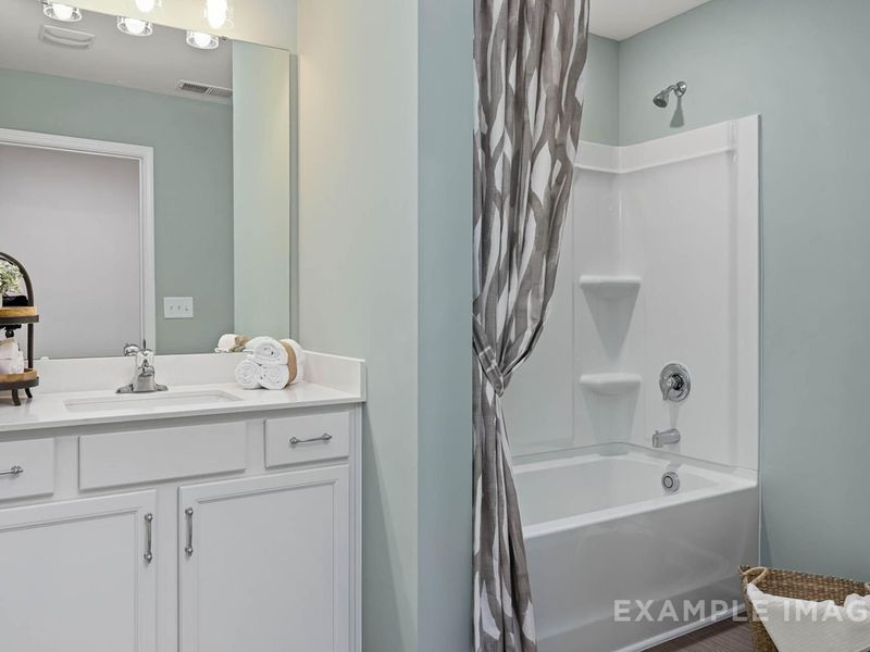 Furnished interior view inside a new home in Retreat at North Main, Lillington (Image 14). Furnished interior view inside a new home in Retreat at North Main, Lillington (Image 14).