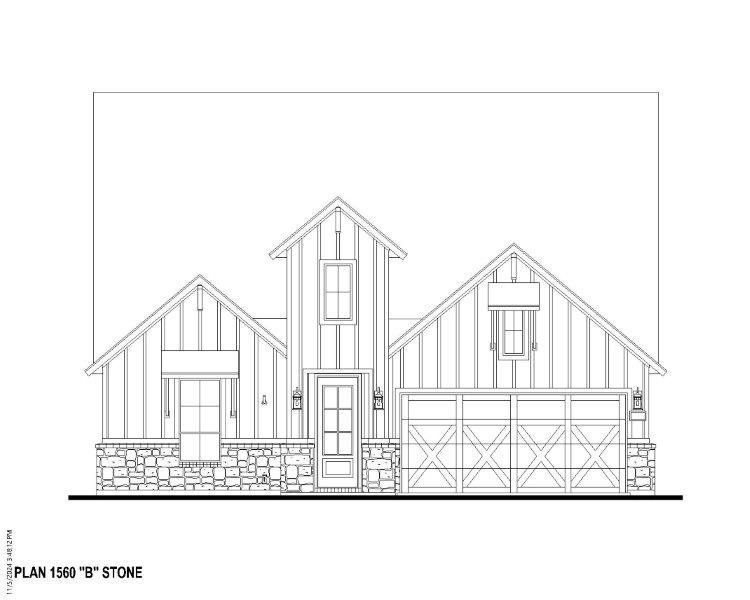 Plan 1560 Elevation B w/ Stone