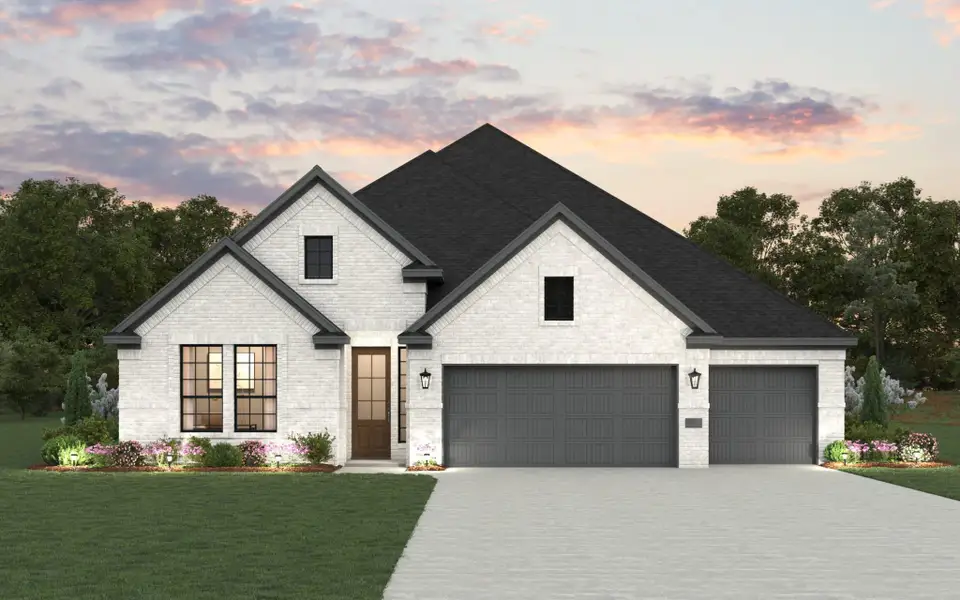 Representative exterior photo of a completed home built from the Wyatt by Chesmar Homes in The Grove at Blackhawk, Pflugerville, TX (Image 1).