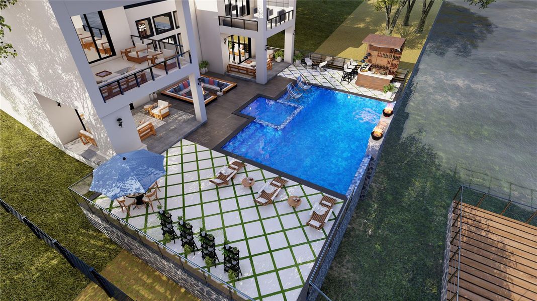A true backyard oasis! The builder's rendering.