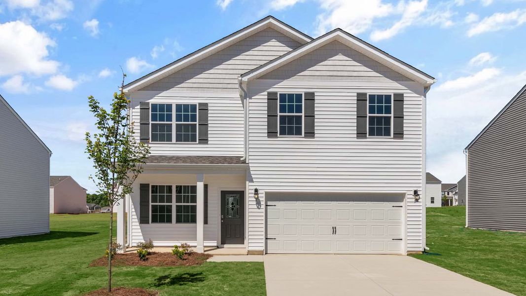 Representative exterior photo of a completed home built from the BELHAVEN by D.R. Horton in The Reserve at Stoney Creek, Whitsett, NC (Image 15).