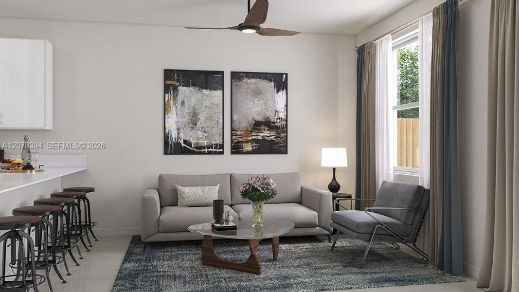 Furnished interior view inside a new home in Del Mar, Miami (Image 12).